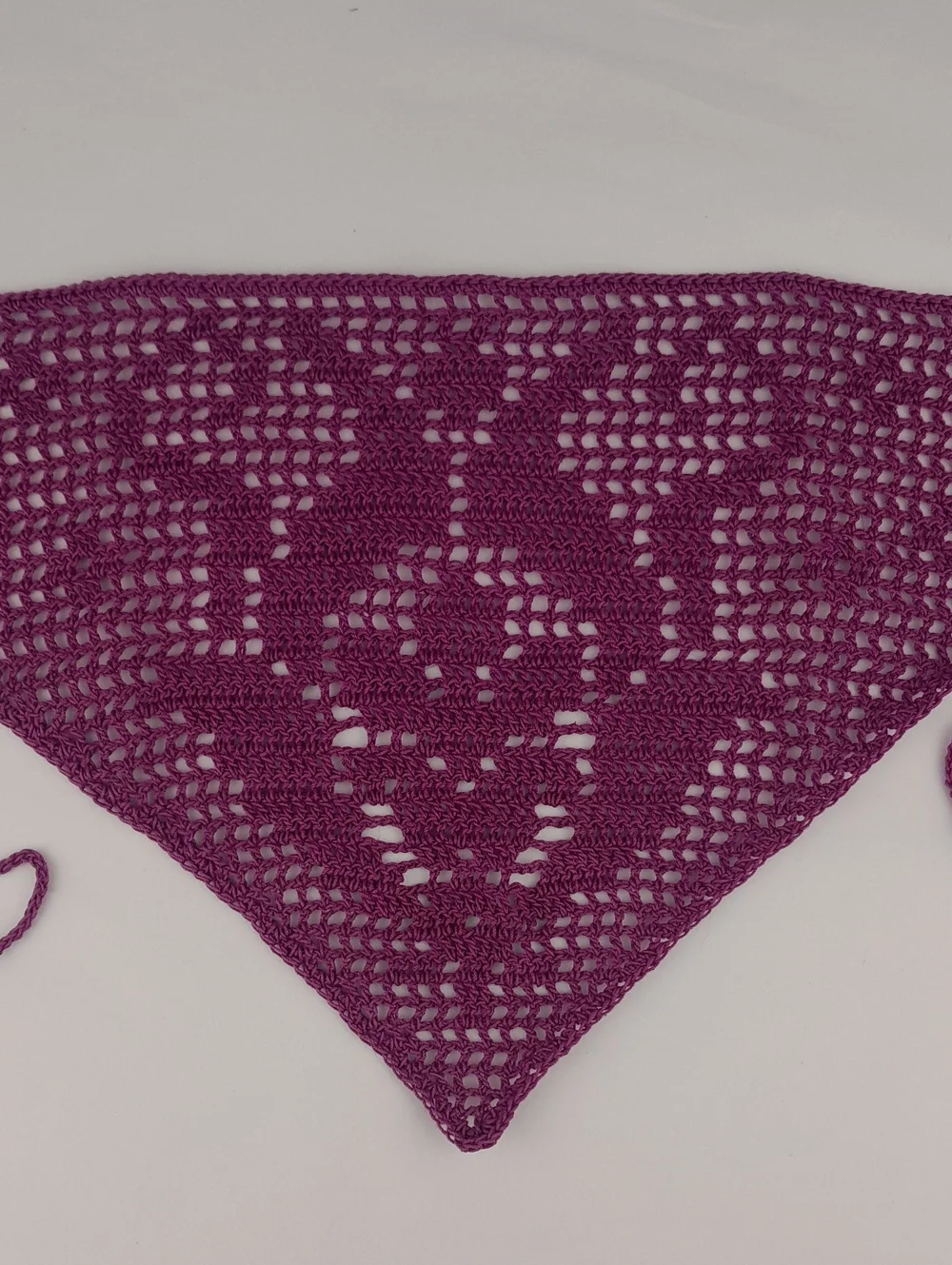 Handcrafted Crochet Purple Filet Dragonfruit Head Bandana Kerchief Tie Back